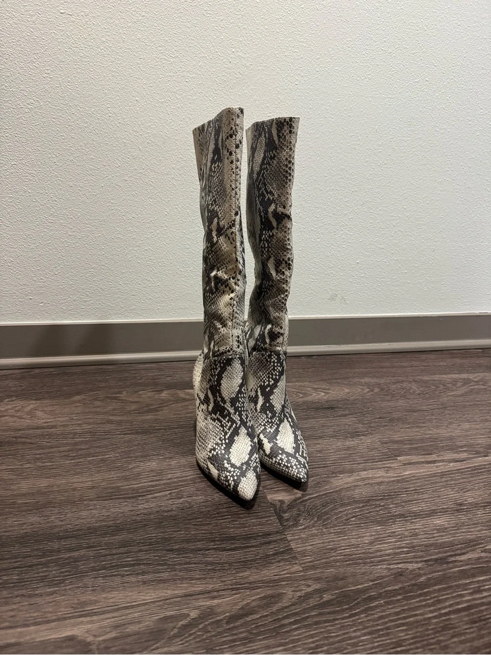 Steve Madden Snake-Print Over-the-Knee Boots - Black & Cream
